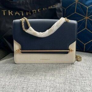 Strathberry Classic Navy and White Shoulder Bag